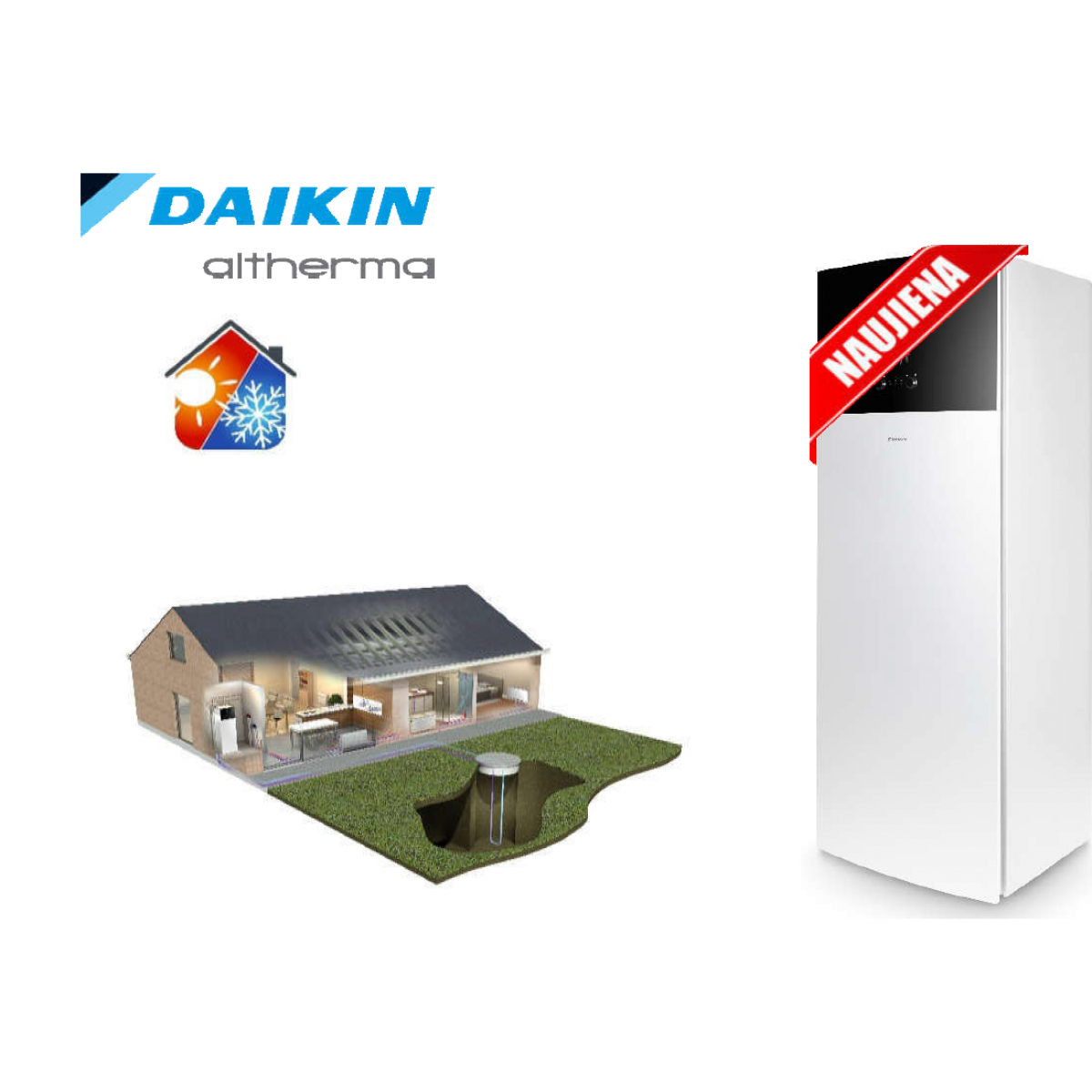 Daikin Altherma 3 GEO, EGSAH10D9W, 9, 55 kW su integruota 180 l karšto vandens talpa, 400V (Inverterinis) geoterminis šilumos siurblys, be vėsinimo funkcijos